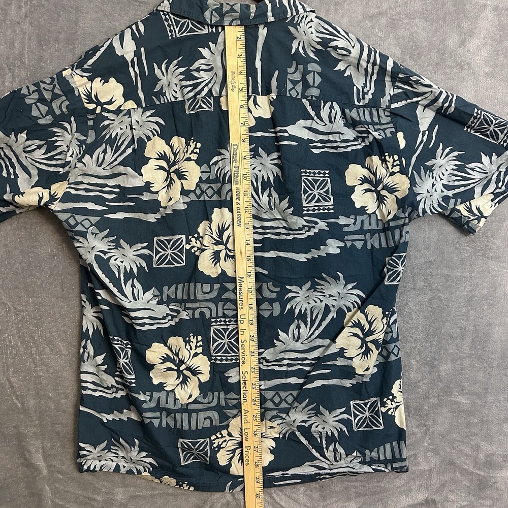 Vintage Howie Hawaiian Shirt Blue Hibiscus‎ Floral Made in Hawaii Size L - Picture 6 of 6